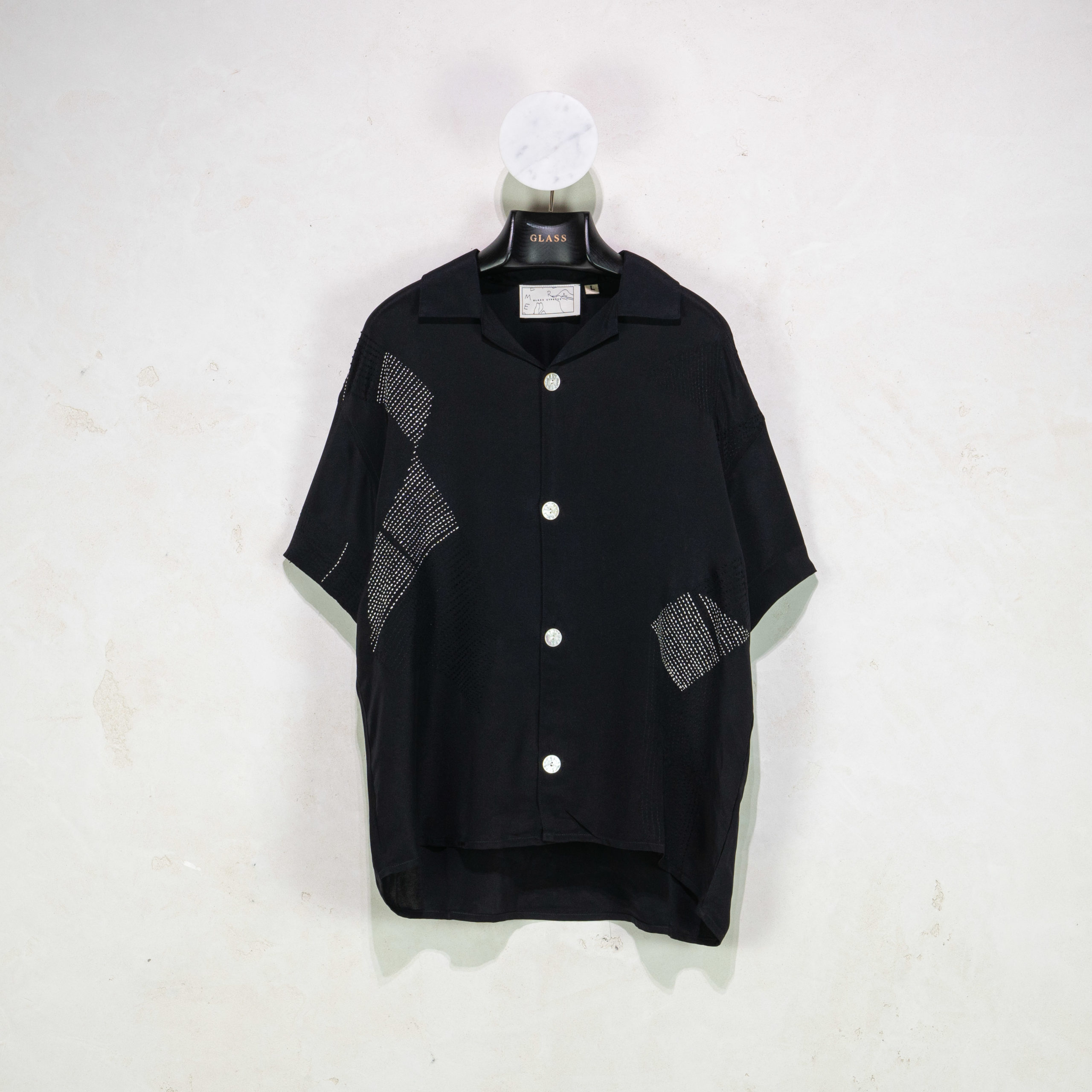 BLACK QUILTED SHORT SLEEVE SHIRT